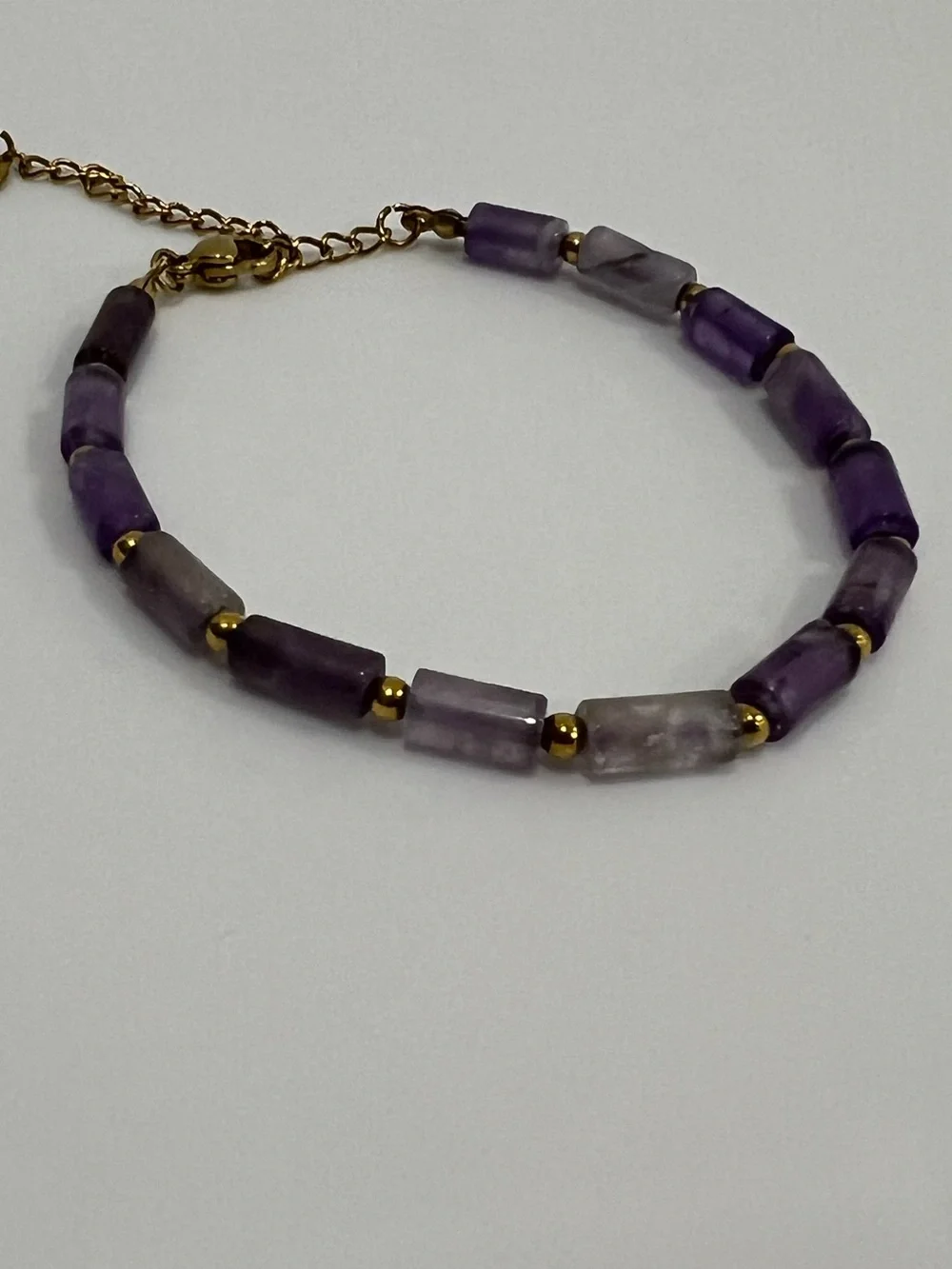 Amethyst Gemstone Stainless Steel Bracelet